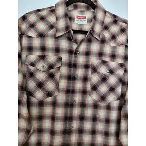 Wrangler Men's Long Sleeve Black/Pink Plaid Cowboy Style Shirt Size XL